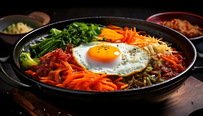 Dolsot bibimbap dans un poele coréenne