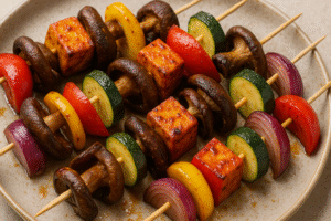 brochette de légume barbecue végetarien asiatique recette