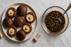 preparation champigons shiitake marinés