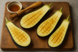 préparation des aubergines grillées au miso