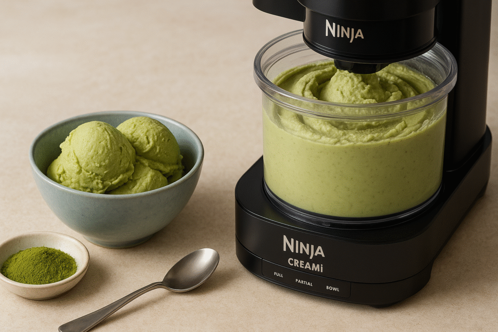 Glace japonaise au matcha recette maison avec la ninja CREAMI deluxe
