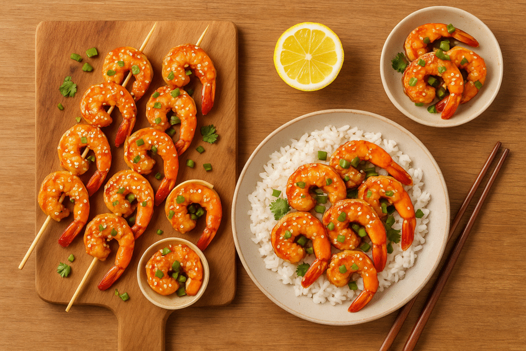 crevettes au sesames et citron recette rapide fraiche et parfumée NipponGrill