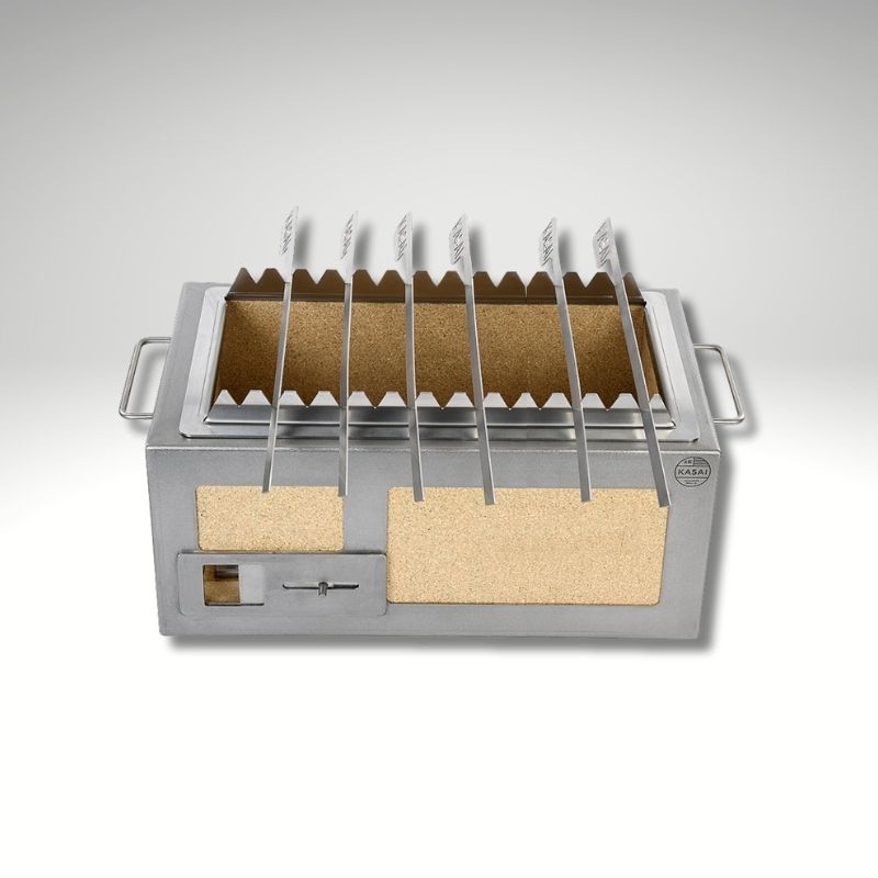 Accessoire professionnel Kasai Medium Long pour grillades yakitori inox