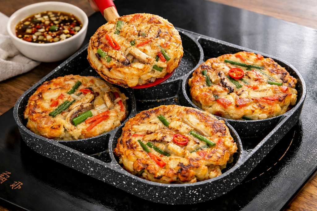 cuisson-des-crêpes-au-calamar-coréenne-Nippon-Grill