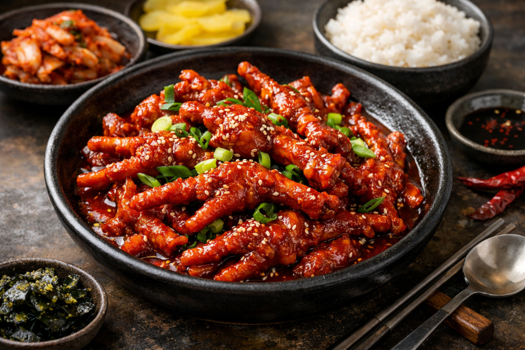 Pattes-de-poulet-coréennes-épicées-dakball-recette authentique-Nippon-grill