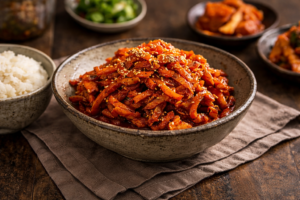 servir-les-calamar-séché-sauté-épicé