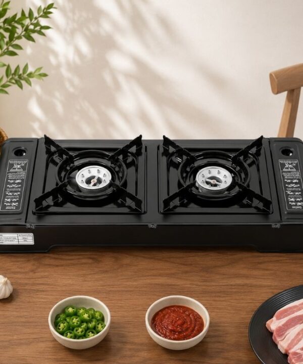 Barbecue coréen de table portable au gaz avec double brûleur pour grillades coréennes