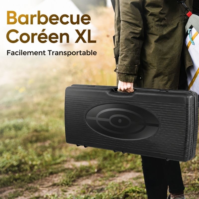 Barbecue coréen portable avec mallette robuste, facile à transporter