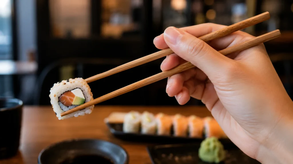 Comment-tenir-des-baguettes-chinoises-Nippon-Grill