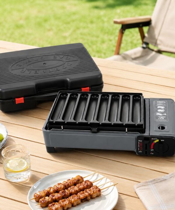 Grill Yakitori japonais à gaz avec plaque spéciale pour brochettes