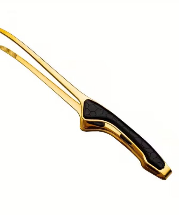 Pince alimentaire or et noir 24 cm en acier inoxydable