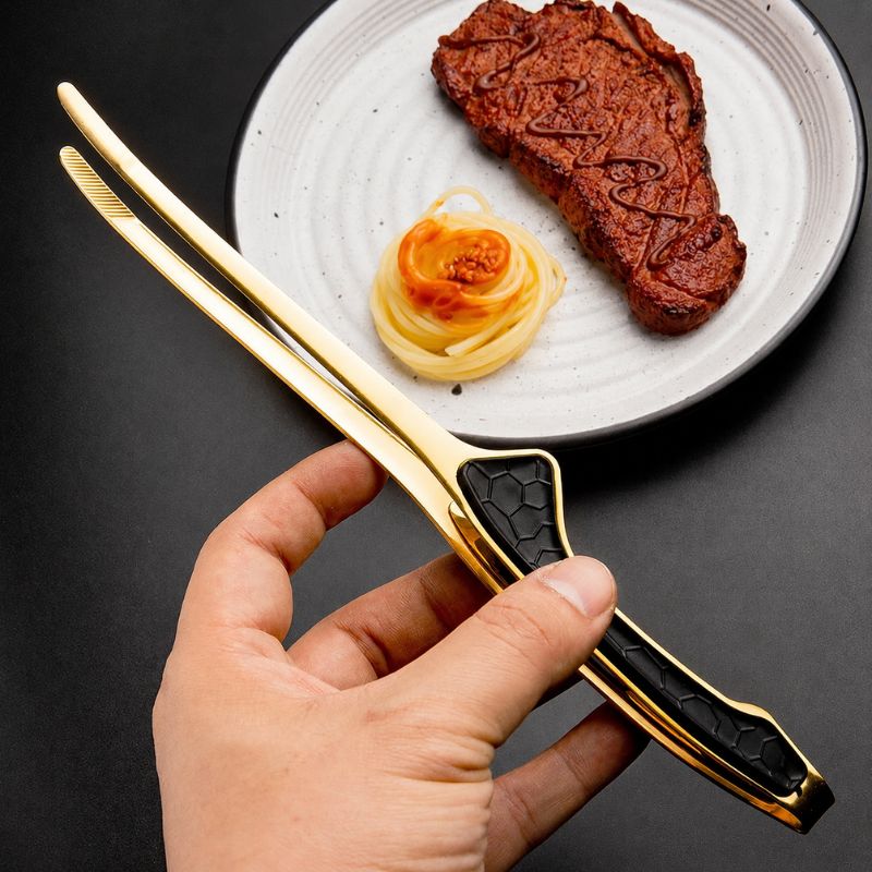 Pince inox 24 cm pour retourner la viande sur un barbecue coréen