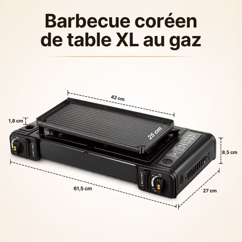 taille du barbecue de table coréen double gaz