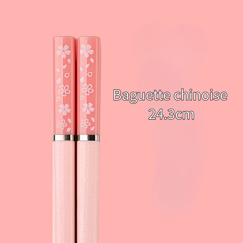Paire de baguettes chinoises roses 24,3 cm