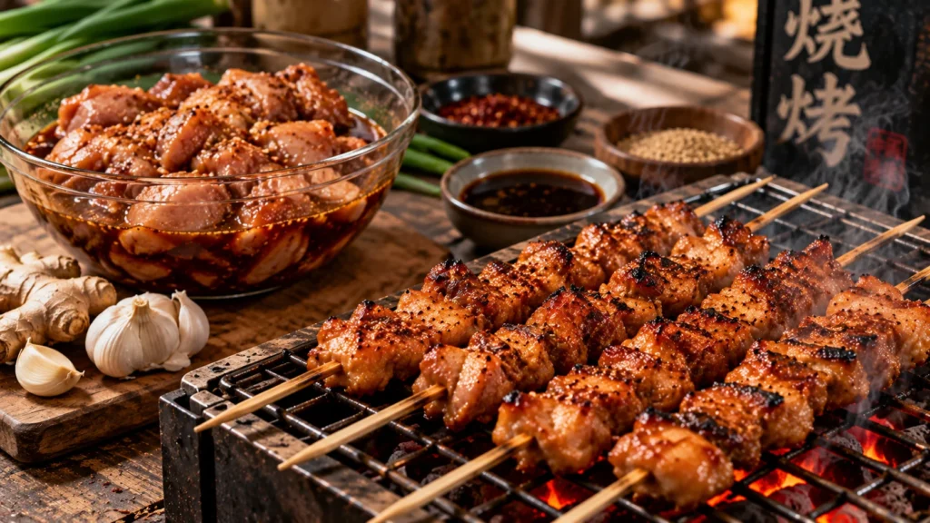 brochette-de-poulet-grillées-au-barbecue-chinois